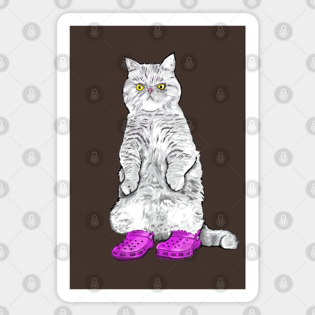 Cat in clogs- purple Magnet by FanboyMuseum